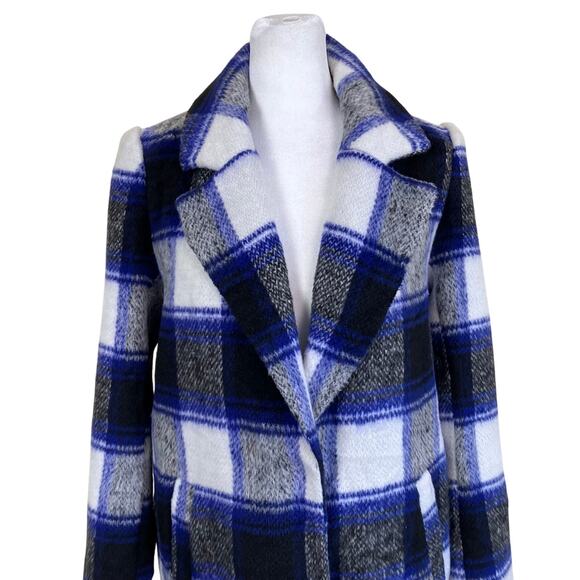 Forever 21 Sz M Longline Textured Plaid Coat Retro Duster Peacoat Relaxed Fit - Picture 5 of 16